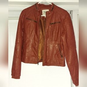 Maralyn & me faux leather jacket, size L, reddish brown color